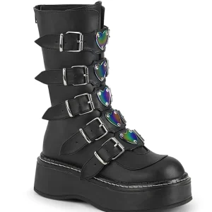 Noir Similicuir 5 cm EMILY-330 plateformes bottes à boucles pour femmes