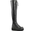 Noir Similicuir 5 cm EMILY-375 bottes cuissardes à lacets