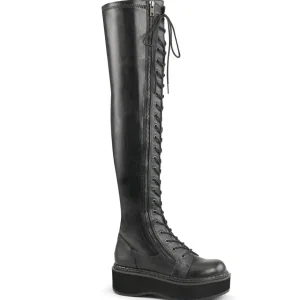 Noir Similicuir 5 cm EMILY-375 bottes cuissardes à lacets