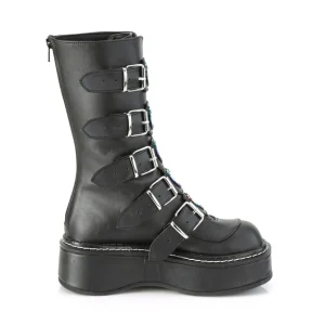 Noir Similicuir 5 cm EMILY-330 plateformes bottes à boucles pour femmes