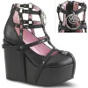 Noir Similicuir 13 cm POISON-25-1 bottines lolita talons compensées