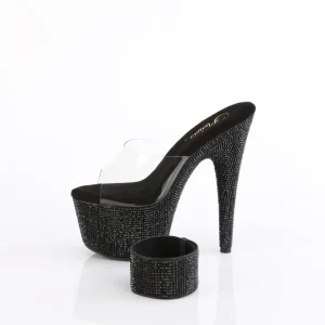 Noir strass 18 cm BEJEWELED-712RS talon haut avec manchette de cheville
