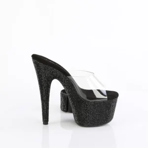 Noir strass 18 cm BEJEWELED-712RS talon haut avec manchette de cheville
