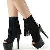 Noir Suede 18 cm ADORE-1019 bottines a frangees pour femmes a talon
