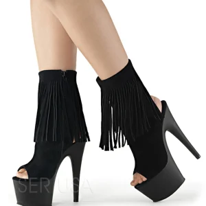 Noir Suede 18 cm ADORE-1019 bottines a frangees pour femmes a talon