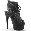 Noir tissu en dentelle 18 cm ADORE-796LC bottines à lacets femmes