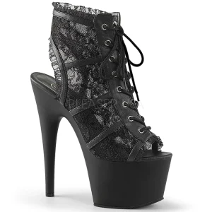 Noir tissu en dentelle 18 cm ADORE-796LC bottines à lacets femmes