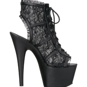 Noir tissu en dentelle 18 cm ADORE-796LC bottines à lacets femmes
