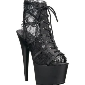Noir tissu en dentelle 18 cm ADORE-796LC bottines à lacets femmes
