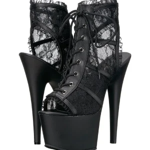 Noir tissu en dentelle 18 cm ADORE-796LC bottines à lacets femmes