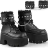 Noir Vegan 9 cm ASHES-57 bottines à talons épais plateforme lolita