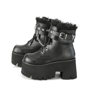 Noir Vegan 9 cm ASHES-57 bottines à talons épais plateforme lolita
