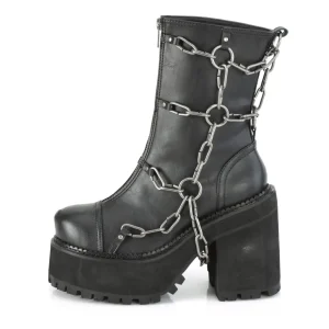 Noir Vegan 12 cm ASSAULT-66 bottines à talons épais plateforme lolita