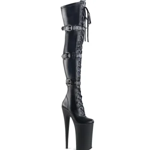 Noir Vegan 25,5 cm BEYOND-3028 bottes très hauts - cuissardes plateforme extrême