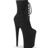 Noir Vegan 23 cm INFINITY-1020FS talons très hauts - bottines plateforme extrême