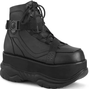Noir Vegan 7,5 cm NEPTUNE-181 bottines demoniacult - bottines de cyberpunk unisex