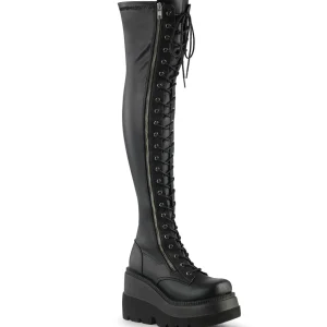 Noir Vegan 11,5 cm SHAKER-374 bottes cuissardes à lacets