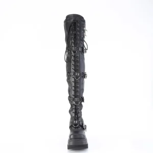 Noir Vegan 11,5 cm SHAKER-420 bottes cuissardes à lacets