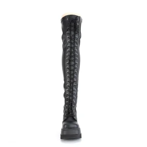 Noir Vegan 11,5 cm SHAKER-374 bottes cuissardes à lacets