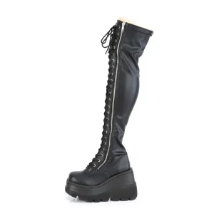 Noir Vegan 11,5 cm SHAKER-374 bottes cuissardes à lacets