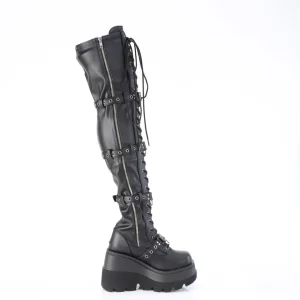 Noir Vegan 11,5 cm SHAKER-420 bottes cuissardes à lacets
