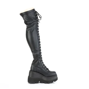 Noir Vegan 11,5 cm SHAKER-374 bottes cuissardes à lacets