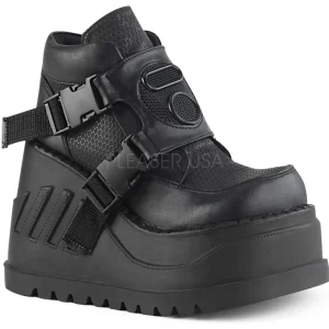 Noir Vegan 12 cm STOMP-15 bottines plateforme compensées lolita