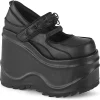 Noir Vegan 15 cm WAVE-48 escarpins mary jane plateforme compensé
