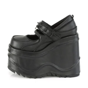 Noir Vegan 15 cm WAVE-48 escarpins mary jane plateforme compensé