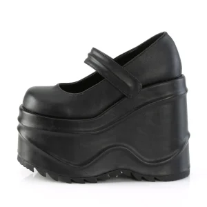 Noir Vegan 15 cm WAVE-32 escarpins mary jane plateforme compensé