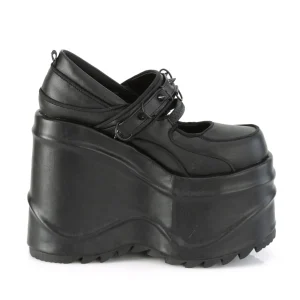 Noir Vegan 15 cm WAVE-48 escarpins mary jane plateforme compensé