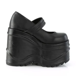 Noir Vegan 15 cm WAVE-32 escarpins mary jane plateforme compensé