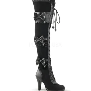 Noir Velours 9,5 cm GLAM-300 Bottes Cuissardes Talons Hauts