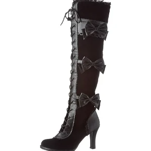 Noir Velours 9,5 cm GLAM-300 Bottes Cuissardes Talons Hauts