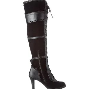Noir Velours 9,5 cm GLAM-300 Bottes Cuissardes Talons Hauts