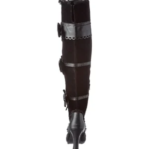 Noir Velours 9,5 cm GLAM-300 Bottes Cuissardes Talons Hauts