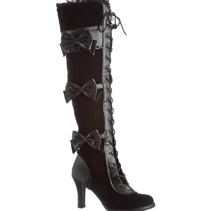 Noir Velours 9,5 cm GLAM-300 Bottes Cuissardes Talons Hauts