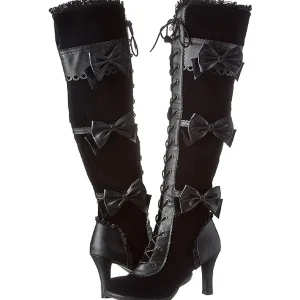 Noir Velours 9,5 cm GLAM-300 Bottes Cuissardes Talons Hauts