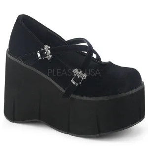 Noir Velours 11,5 cm KERA-10 chaussures lolita plateforme