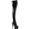 Noir Verni 18 cm ADORE-3023 Plateforme cuissardes et genoux