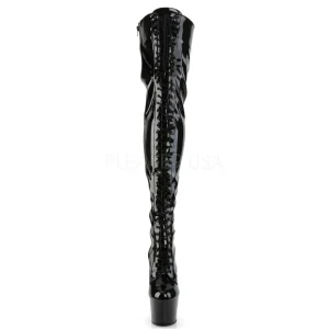 Noir Verni 18 cm ADORE-3023 Plateforme cuissardes et genoux