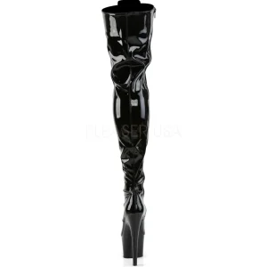 Noir Verni 18 cm ADORE-3023 Plateforme cuissardes et genoux