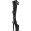 Noir Verni 25,5 cm BEYOND-3028 bottes très hauts - cuissardes plateforme extrême