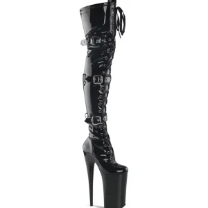 Noir Verni 25,5 cm BEYOND-3028 bottes très hauts - cuissardes plateforme extrême