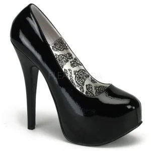 Noir Verni 14,5 cm Burlesque BORDELLO TEEZE-06 Escarpins Haut Talon