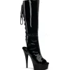 Noir Verni 16 cm DELIGHT-2018 Bottes Femmes Plateforme