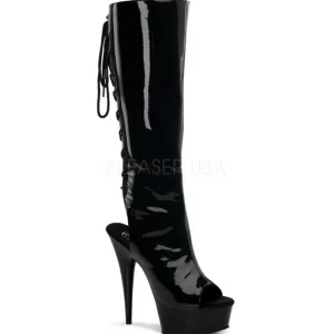 Noir Verni 16 cm DELIGHT-2018 Bottes Femmes Plateforme