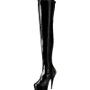 Noir Verni 15,5 cm DELIGHT-3000 Bottes Cuissardes Talons Hauts