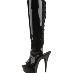Noir Verni 16 cm DELIGHT-2018 Bottes Femmes Plateforme