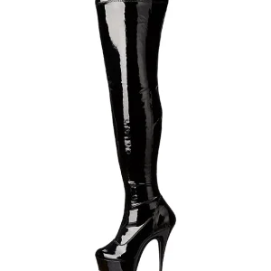 Noir Verni 15,5 cm DELIGHT-3000 Bottes Cuissardes Talons Hauts